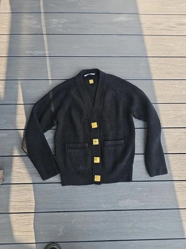Cardigan Schiaparelli M | Negru, Mânecă lungă, Lână - Image 2
