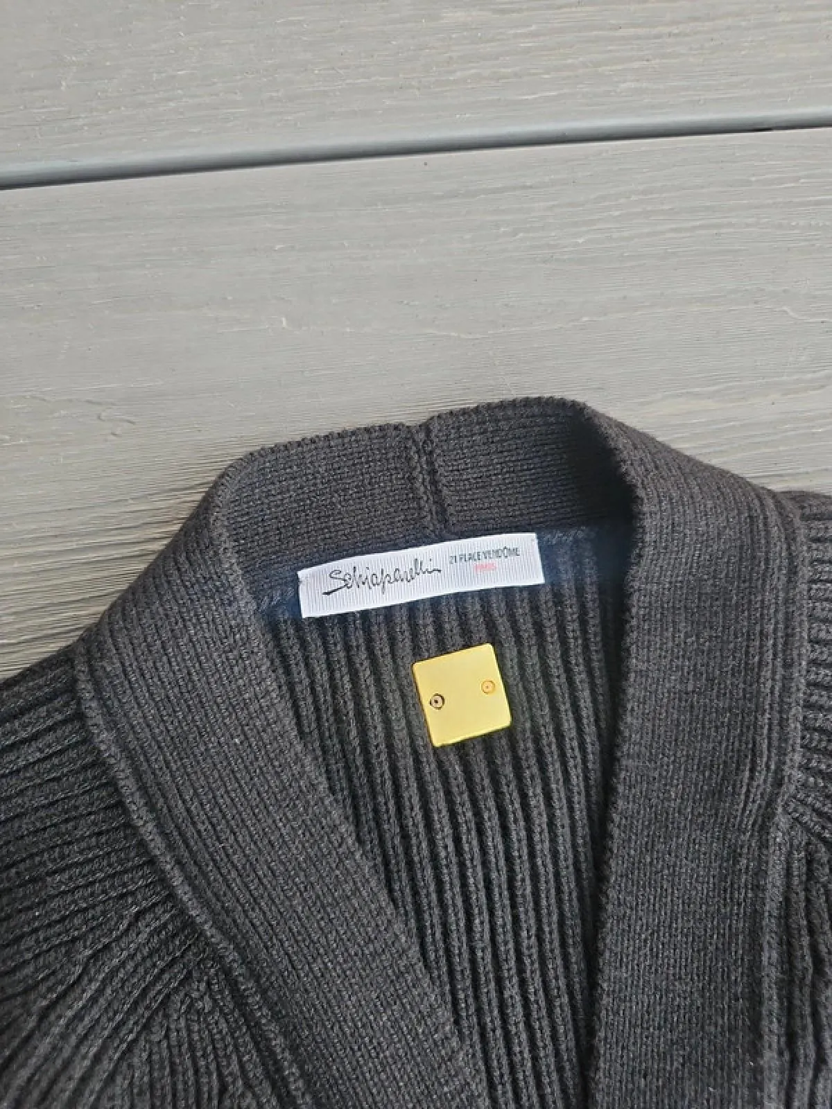Cardigan Schiaparelli M | Negru, Mânecă lungă, Lână - Image 3