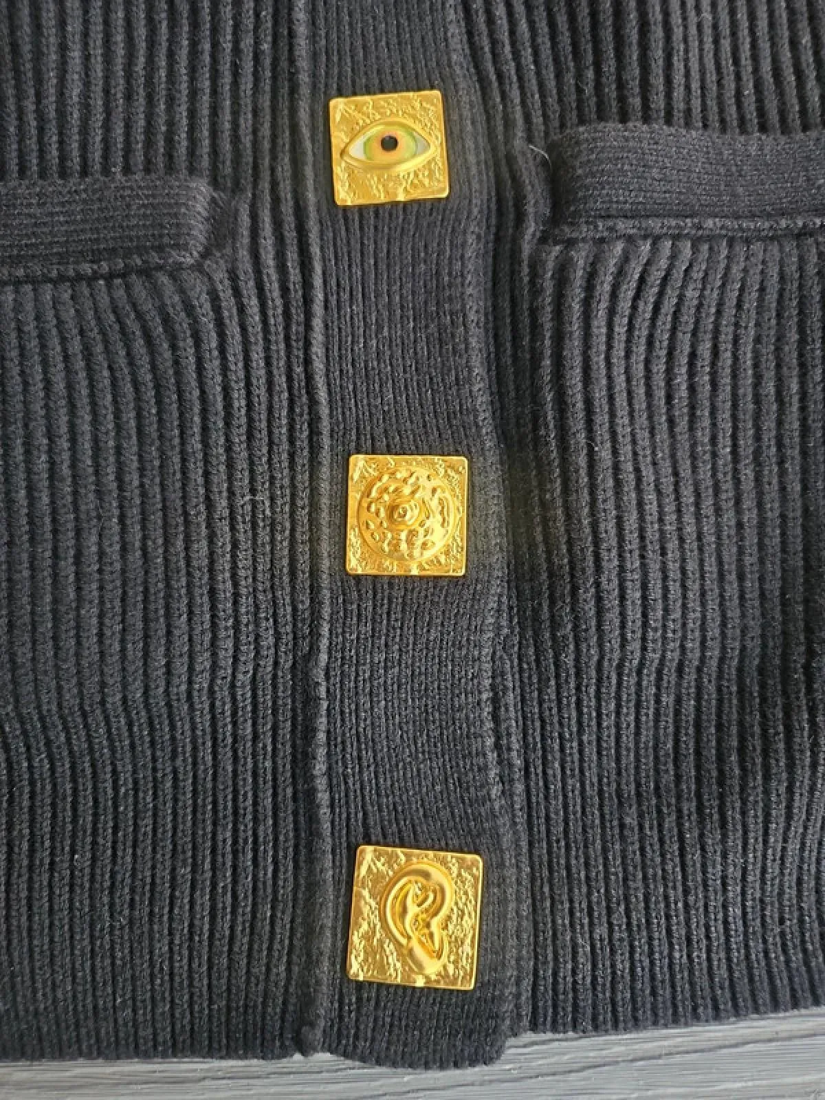 Cardigan Schiaparelli M | Negru, Mânecă lungă, Lână - Image 5