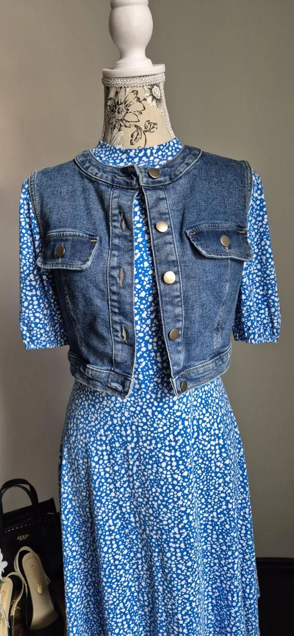 Vestă H&M S | Albastru, Fără glugă, Denim - Image 4