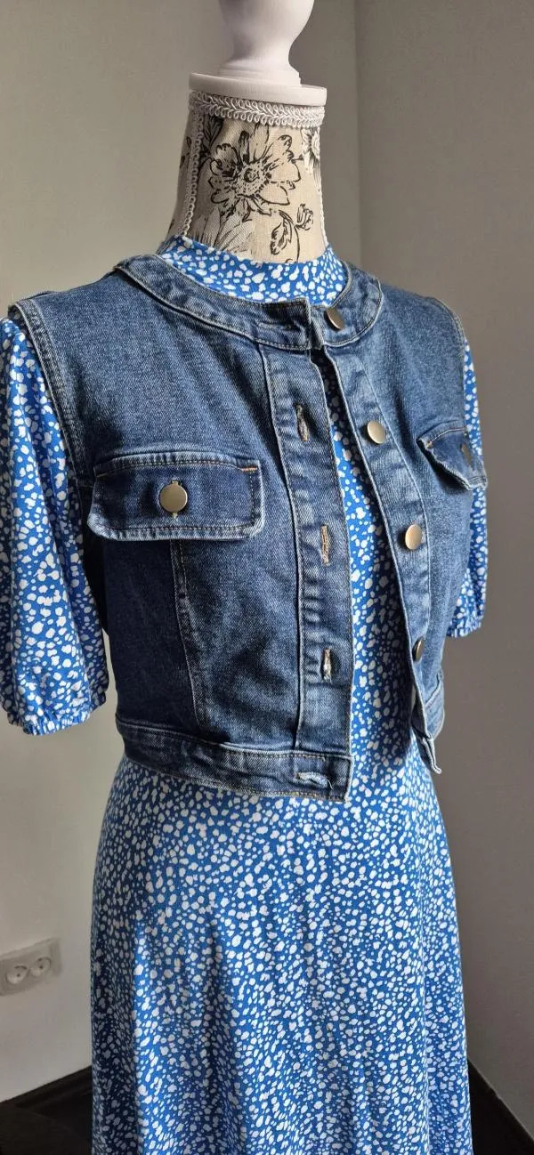 Vestă H&M S | Albastru, Fără glugă, Denim - Image 5
