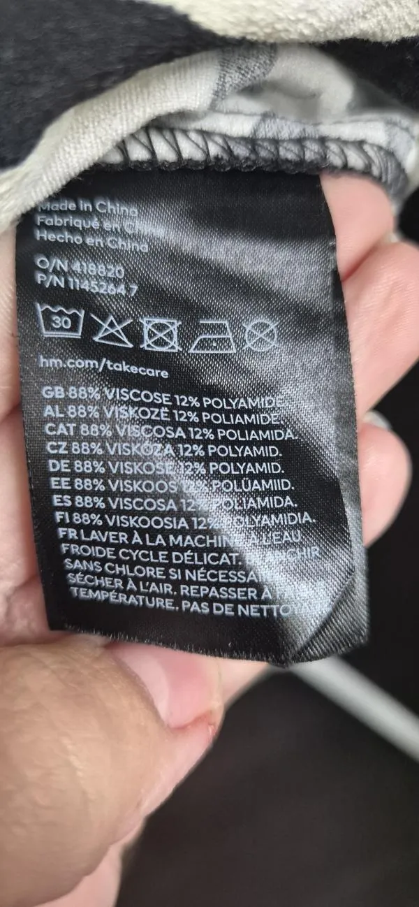 Rochie casual H&M XS | Negru, Mini, Mânecă lungă, Floral & Tropical, Drapat - Image 8
