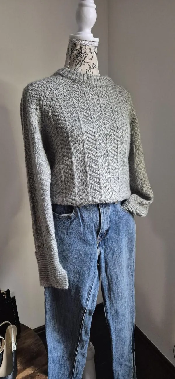 Pulover H&M EU 34 | Gri, Normal, Mânecă lungă, Regular fit