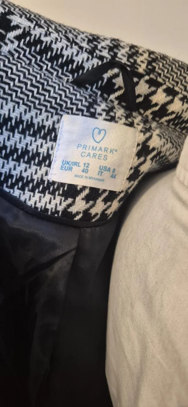 Palton lung Primark EU 40 | Gri, Fără glugă, Carouri - Image 11