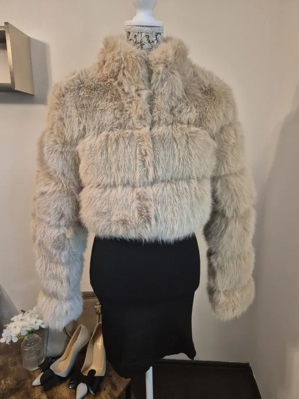 Geacă din blană Fashion EU 40 | Bej - Image 2