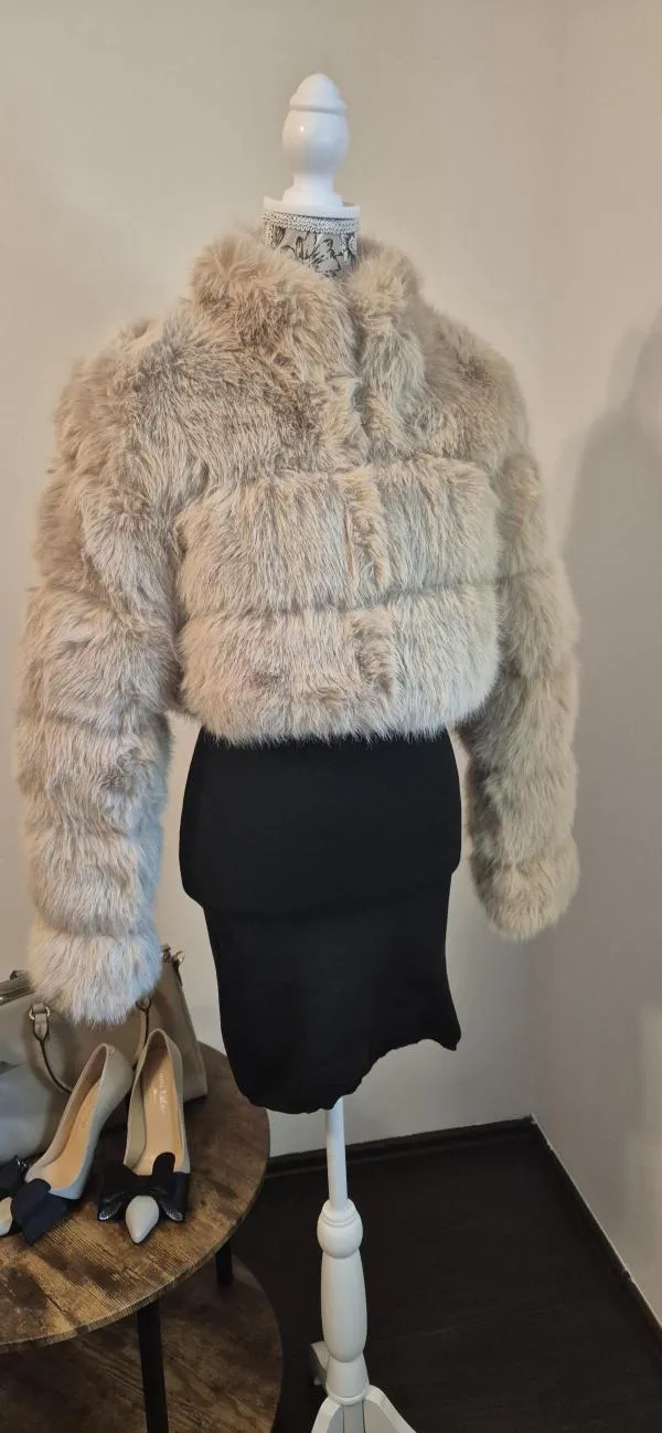 Geacă din blană Fashion EU 40 | Bej - Image 4