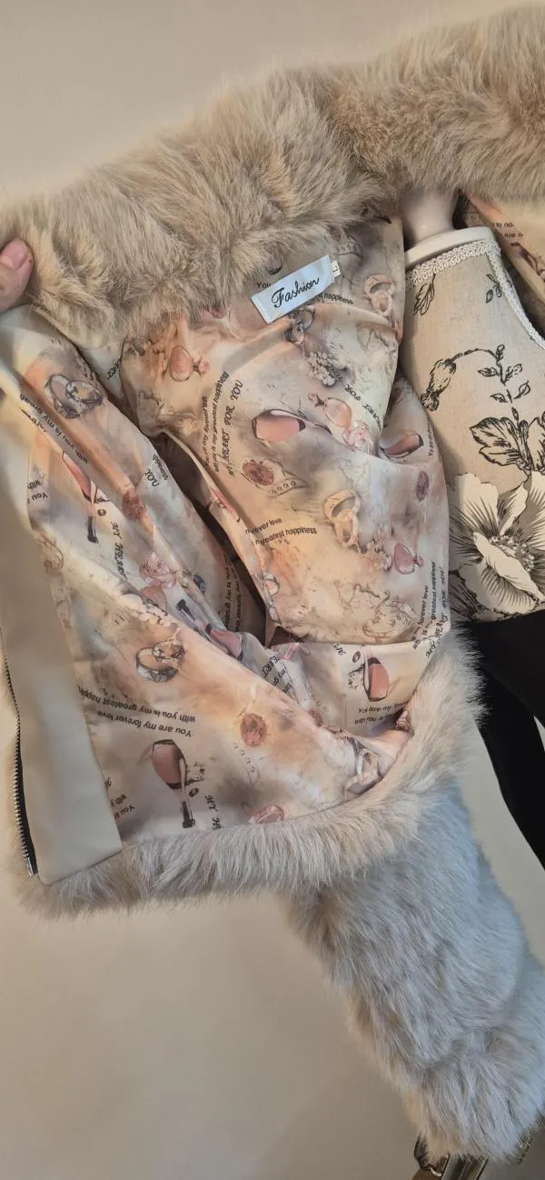Geacă din blană Fashion EU 40 | Bej - Image 9