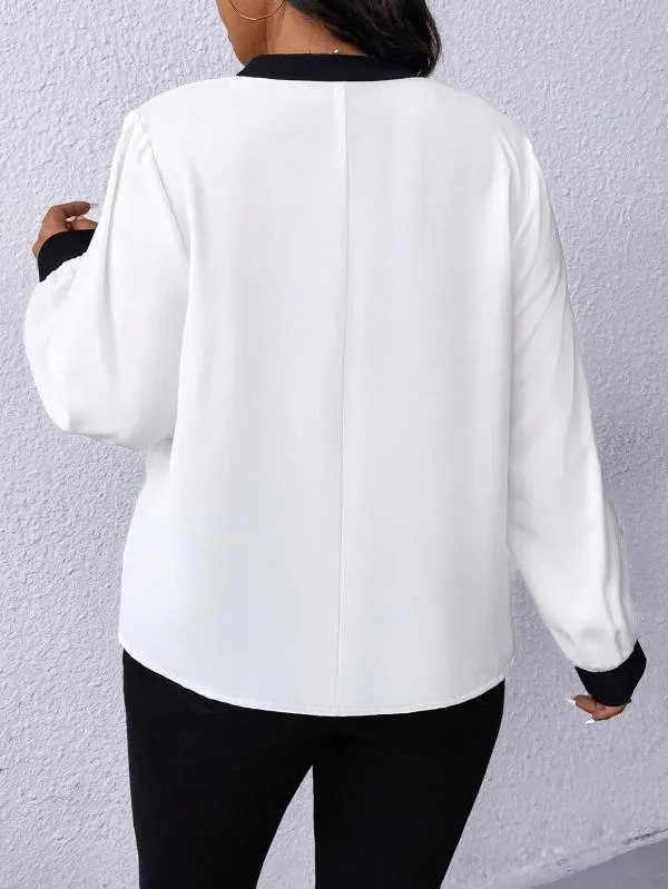 Bluză Shein XXL | Alb, Normal, Mânecă lungă, Plus size, Poliester - Image 2