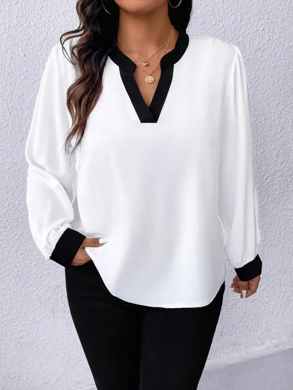 Bluză Shein XXL | Alb, Normal, Mânecă lungă, Plus size, Poliester - Image 3