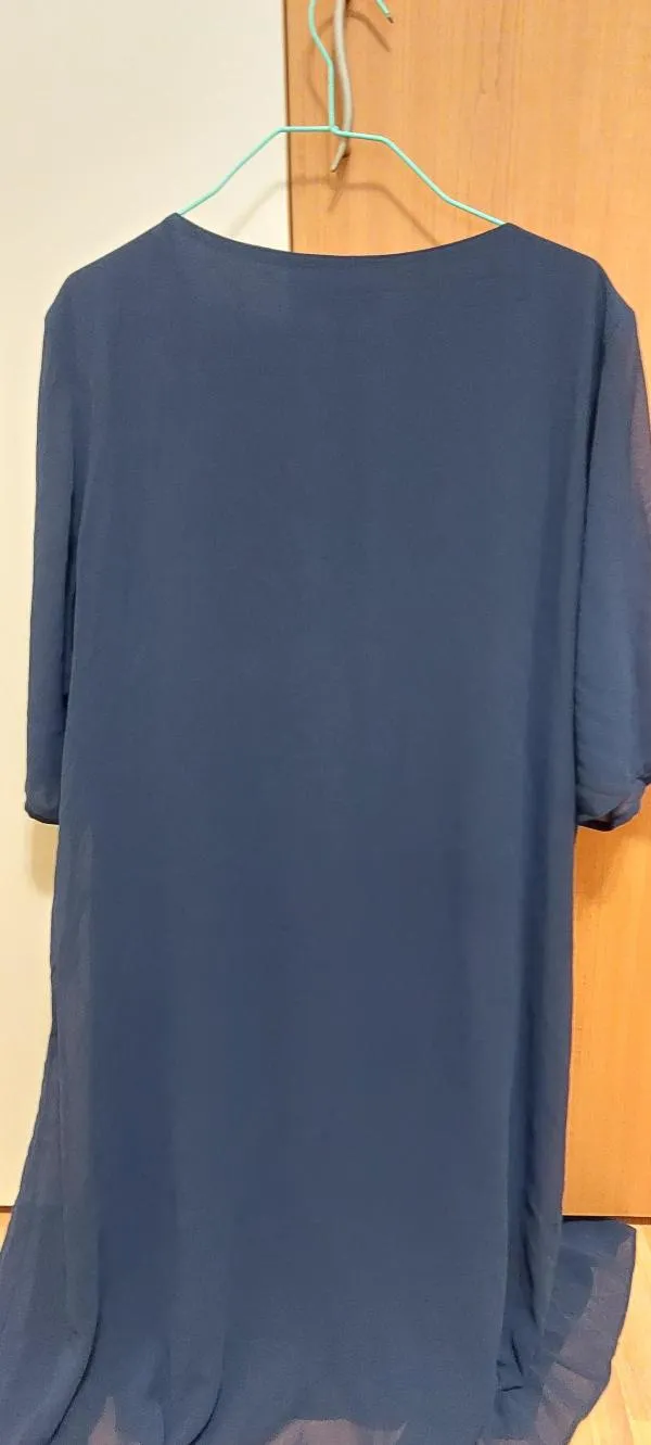Rochie de ocazie Klauss Fashion EU 50 | Bleumarin, Maxi, Mânecă scurtă, Pietre decorative, Poliester - Image 3