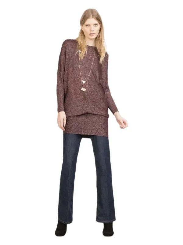 Rochie casual Zara M | Burgundy, Midi, Mânecă lungă