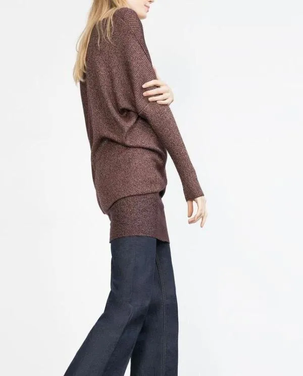 Rochie casual Zara M | Burgundy, Midi, Mânecă lungă - Image 3