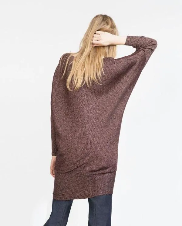 Rochie casual Zara M | Burgundy, Midi, Mânecă lungă - Image 4