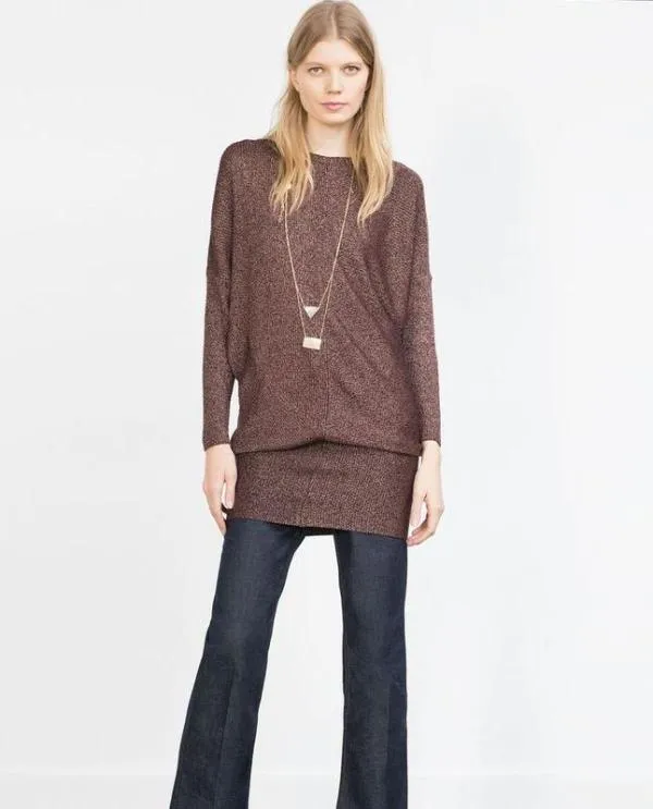 Rochie casual Zara M | Burgundy, Midi, Mânecă lungă - Image 5