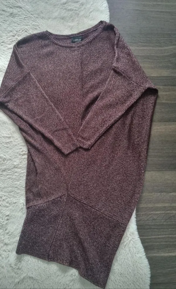 Rochie casual Zara M | Burgundy, Midi, Mânecă lungă - Image 6