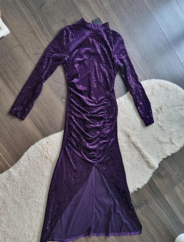 Rochie de seară Zara XS | Indigo, Maxi, Mânecă lungă - Image 7