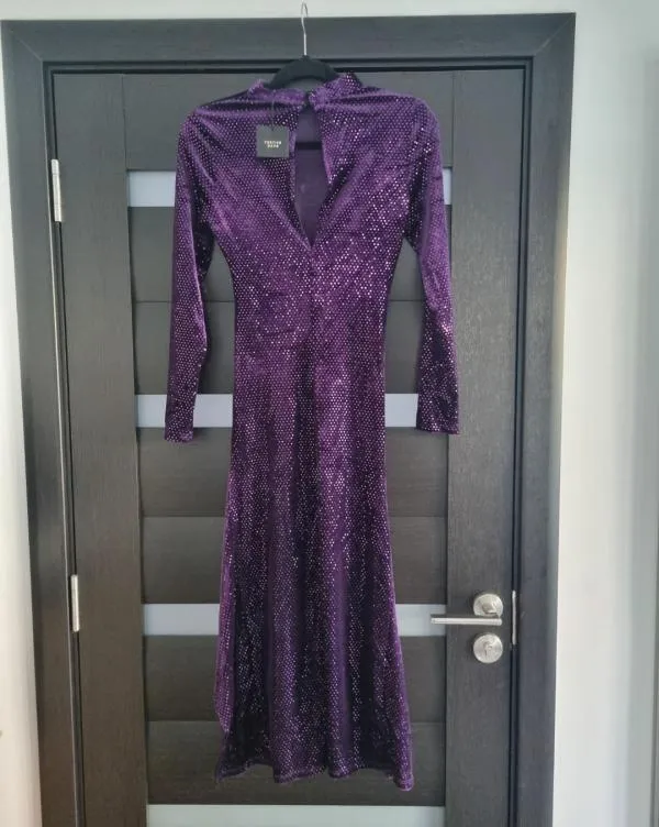 Rochie de seară Zara XS | Indigo, Maxi, Mânecă lungă - Image 9