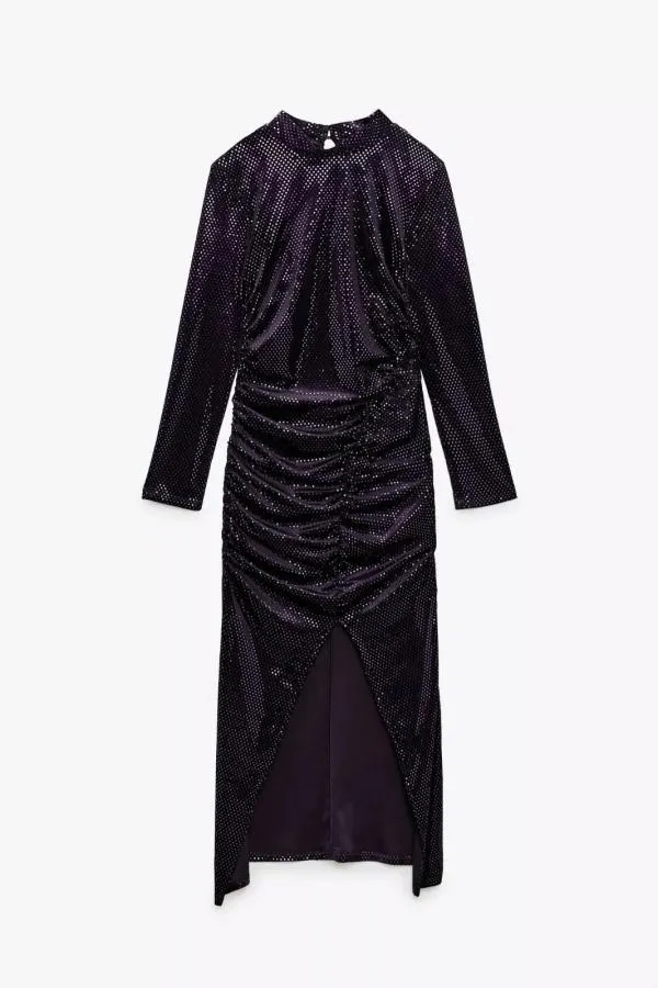Rochie de seară Zara XS | Indigo, Maxi, Mânecă lungă - Image 4