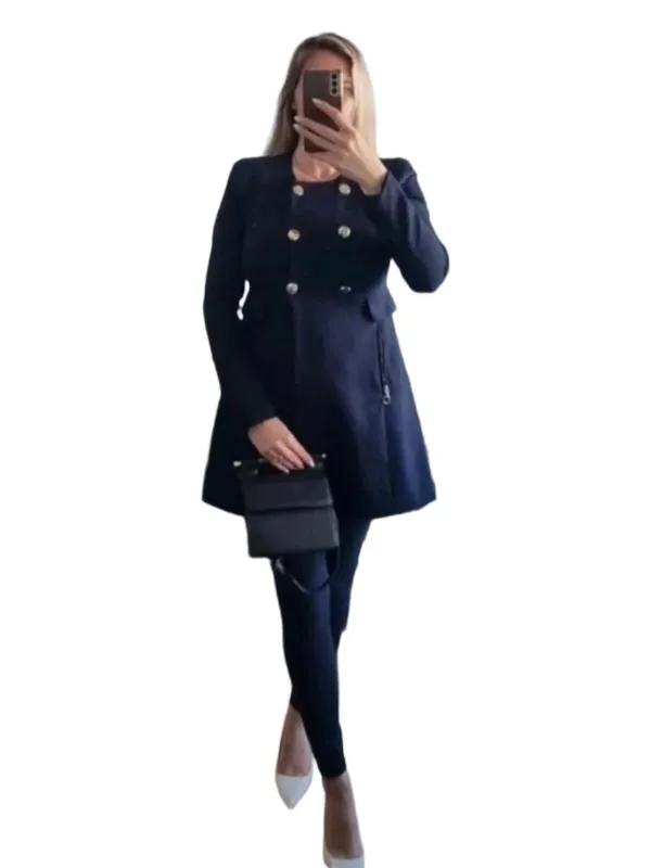Palton scurt Stradivarius EU 38 | Bleumarin, Fără glugă