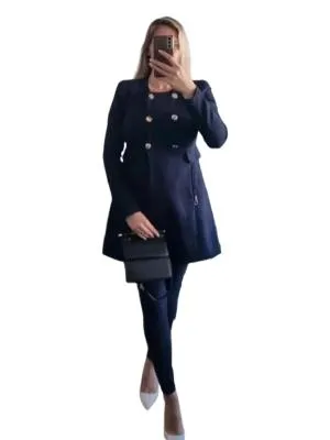 Palton Stradivarius EU 38 | Bleumarin, Fără glugă
