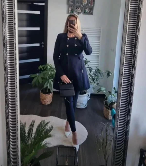 Palton scurt Stradivarius EU 38 | Bleumarin, Fără glugă - Image 2