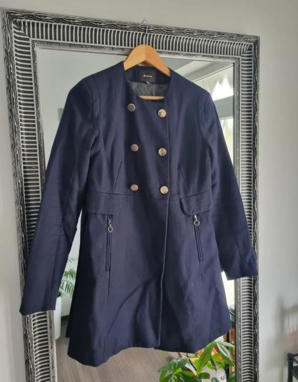 Palton scurt Stradivarius EU 38 | Bleumarin, Fără glugă - Image 3