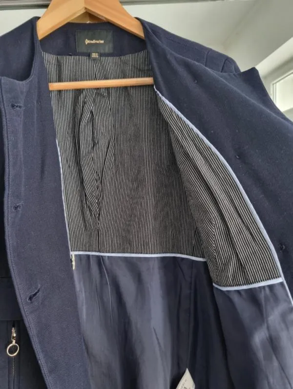 Palton scurt Stradivarius EU 38 | Bleumarin, Fără glugă - Image 6