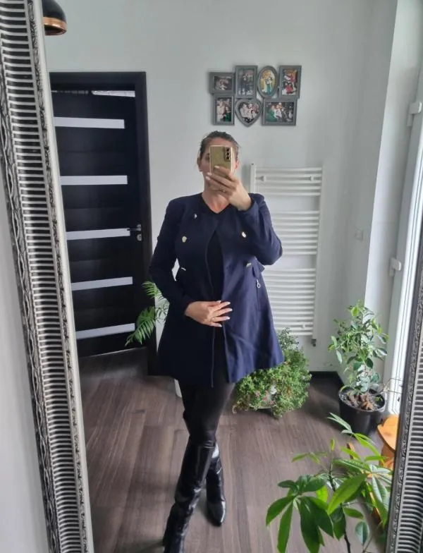 Palton scurt Stradivarius EU 38 | Bleumarin, Fără glugă - Image 8