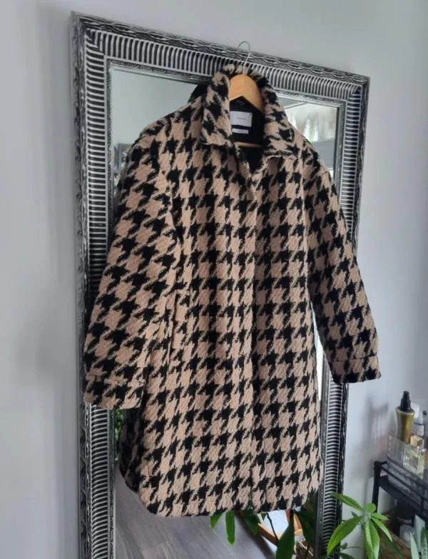 Pardesiu Reserved EU 36 | Caramel, Fără glugă, Carouri - Image 5