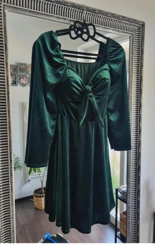 Rochie de seară Cristina EU 36 | Verde, Midi, Mânecă lungă - Image 2