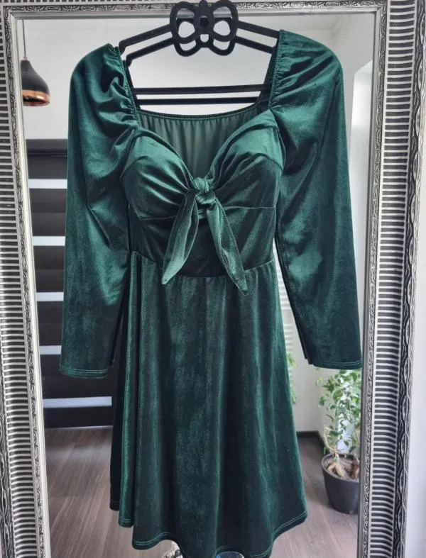 Rochie de seară Cristina EU 36 | Verde, Midi, Mânecă lungă - Image 6