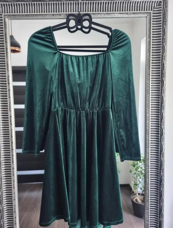 Rochie de seară Cristina EU 36 | Verde, Midi, Mânecă lungă - Image 4