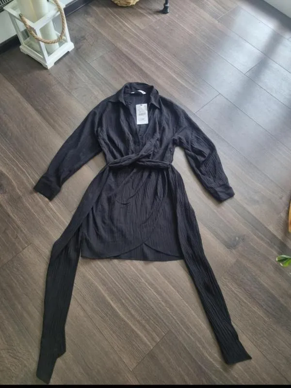 Rochie casual Zara XS | Negru, Midi, Mânecă lungă - Image 5