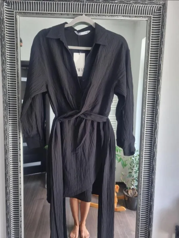 Rochie casual Zara XS | Negru, Midi, Mânecă lungă - Image 6