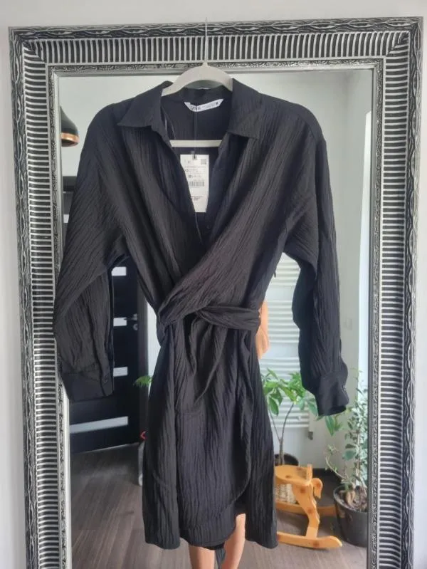 Rochie casual Zara XS | Negru, Midi, Mânecă lungă - Image 7