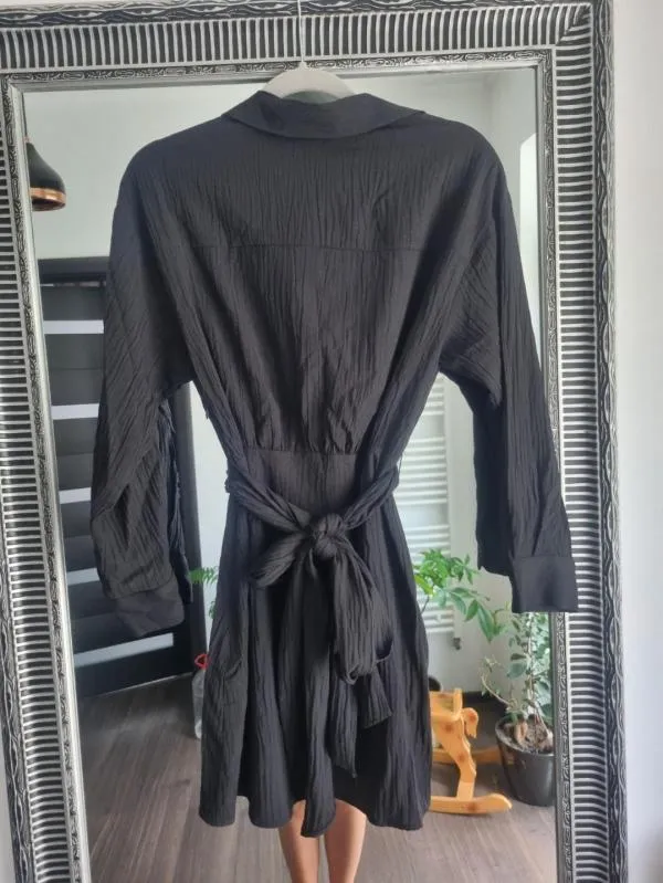 Rochie casual Zara XS | Negru, Midi, Mânecă lungă - Image 8