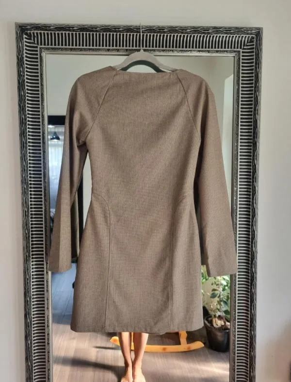 Rochie office Zara S | Bej, Mini, Mânecă lungă - Image 6