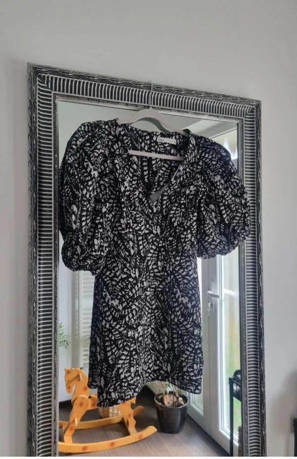 Rochie de seară Zara XS | Negru, Mini, Mânecă trei sferturi, Bumbac - Image 5