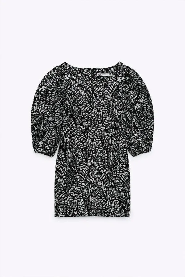 Rochie de seară Zara XS | Negru, Mini, Mânecă trei sferturi, Bumbac - Image 2