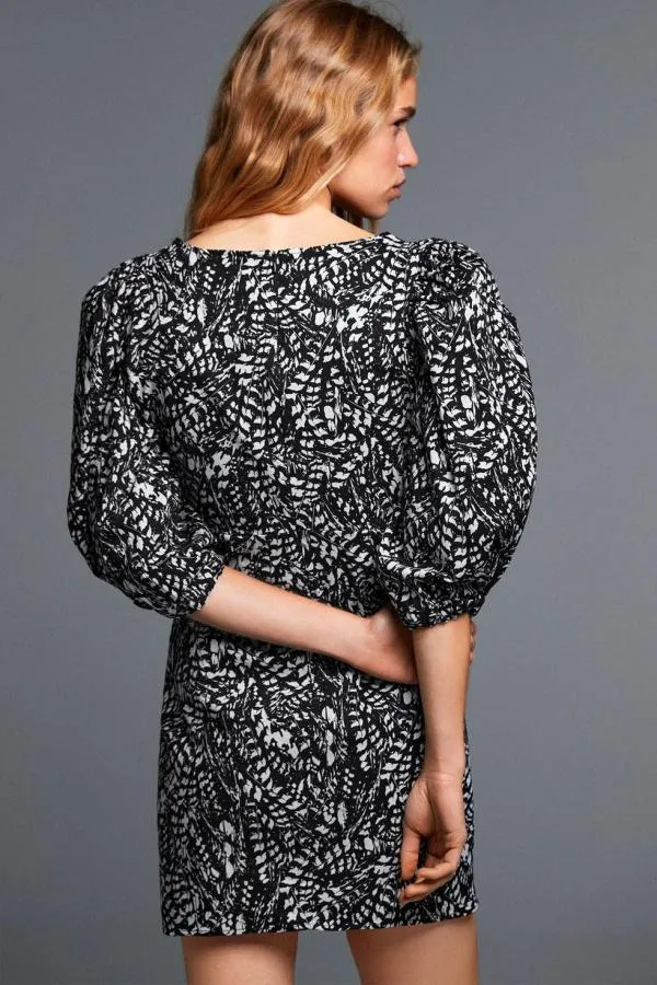 Rochie de seară Zara XS | Negru, Mini, Mânecă trei sferturi, Bumbac - Image 3
