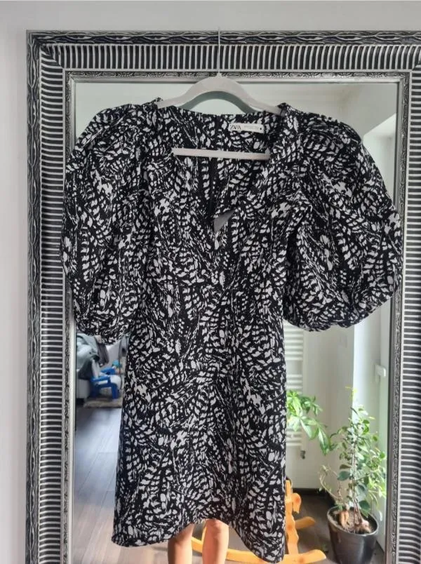 Rochie de seară Zara XS | Negru, Mini, Mânecă trei sferturi, Bumbac - Image 7