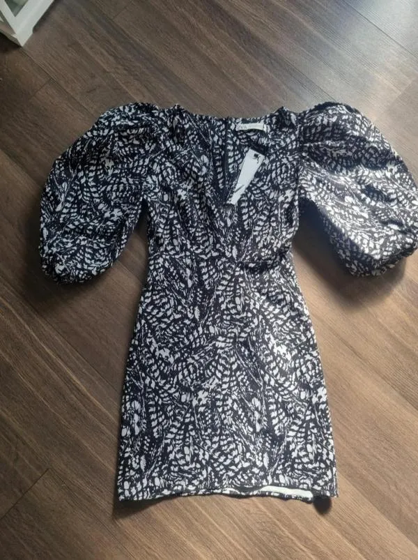 Rochie de seară Zara XS | Negru, Mini, Mânecă trei sferturi, Bumbac - Image 8