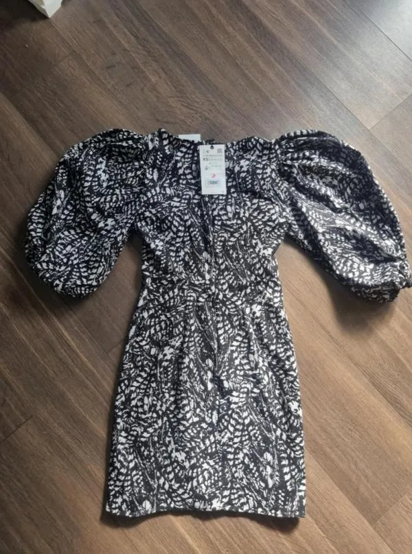 Rochie de seară Zara XS | Negru, Mini, Mânecă trei sferturi, Bumbac - Image 9