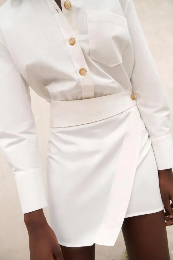 Rochie tip cămașă Zara S | Bej, Mini, Mânecă lungă - Image 4