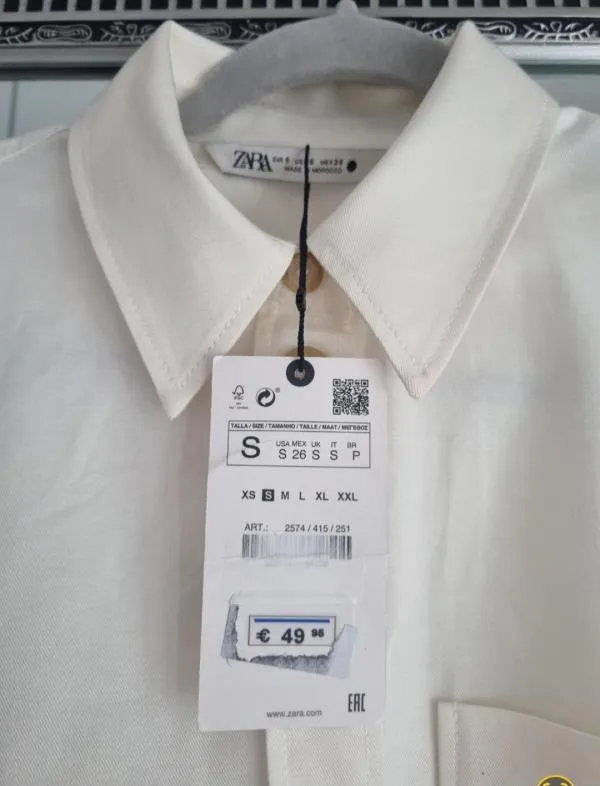 Rochie tip cămașă Zara S | Bej, Mini, Mânecă lungă - Image 11