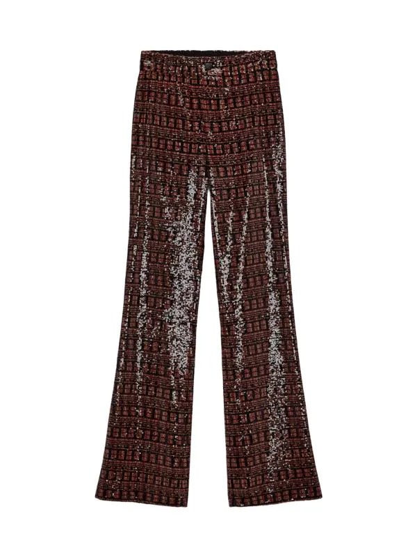 Pantaloni Zara S | Burgundy, Lungi, Flared (Evazați) fit