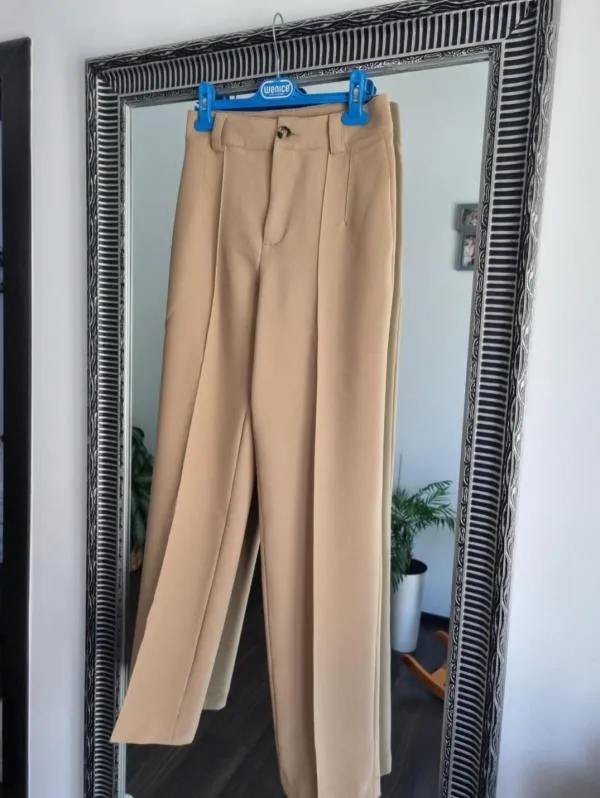 Pantaloni Zara XS | Ivoire, Lungi, Wide Leg fit - Image 3