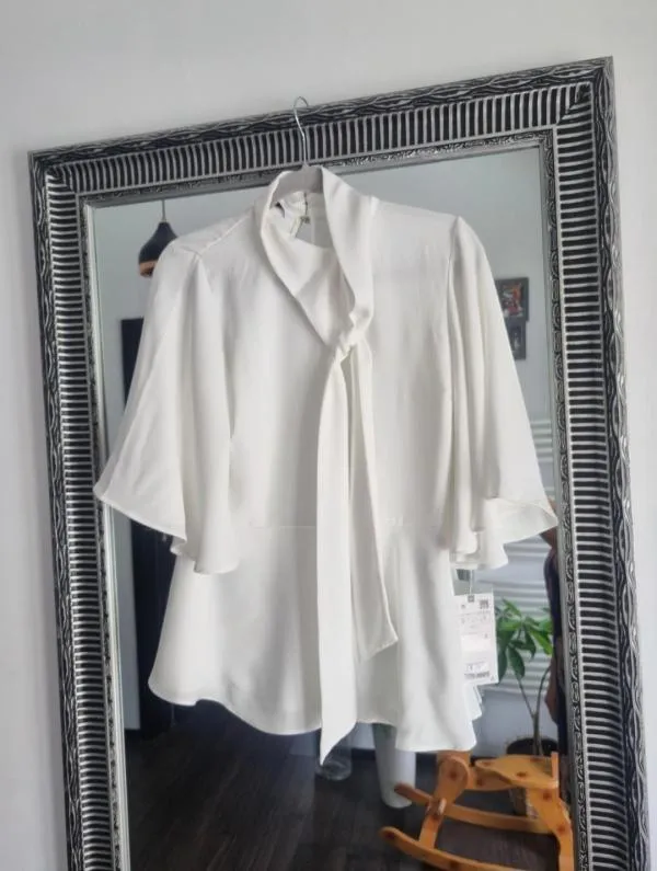 Bluză Zara S | Alb, Normal, Mânecă trei sferturi - Image 4