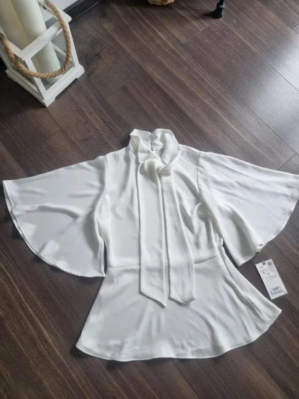 Bluză Zara S | Alb, Normal, Mânecă trei sferturi - Image 5