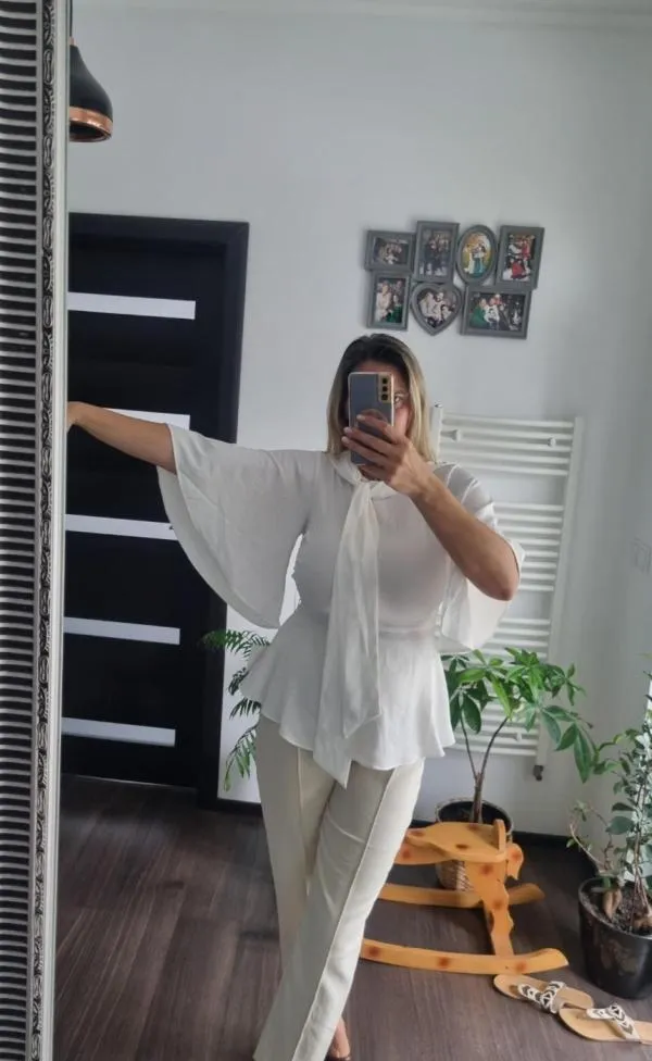 Bluză Zara S | Alb, Normal, Mânecă trei sferturi - Image 9